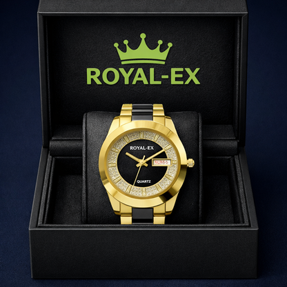Royalex Gold Black Ceramic Watch With Designer Dial And Date Date. Gold Black Analog Watch  - For Men