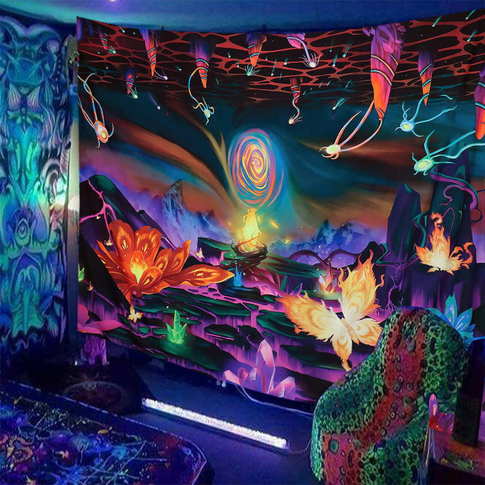 Skull Print Fluorescent Home Decor Tapestry